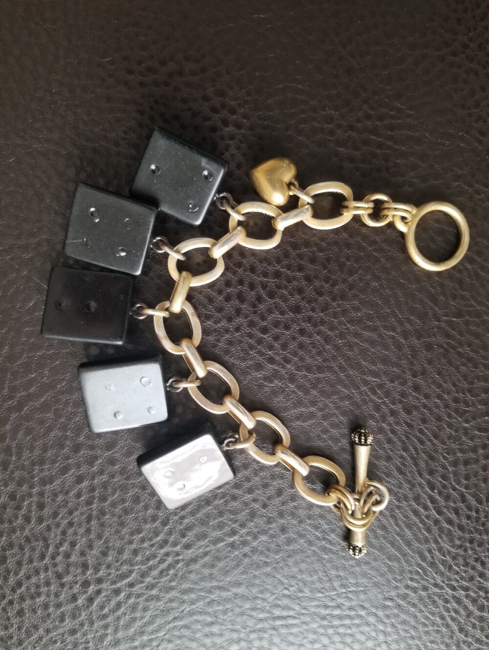 Vintage Juicy Couture Gold Bracelet with Black Tile charms - Picture 2 of 9